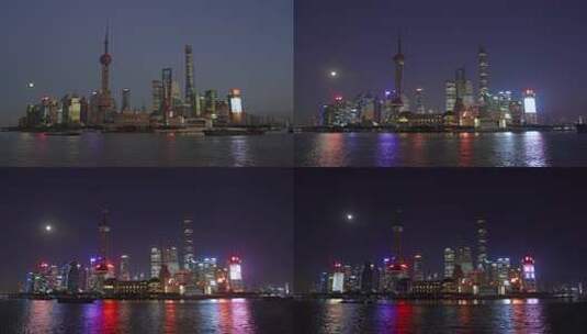 外滩夜景 月圆高清在线视频素材下载