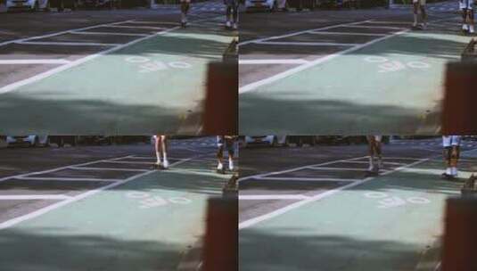 在自行车道上玩滑板高清在线视频素材下载