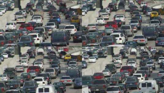 拥挤的高速公路上车流缓慢高清在线视频素材下载