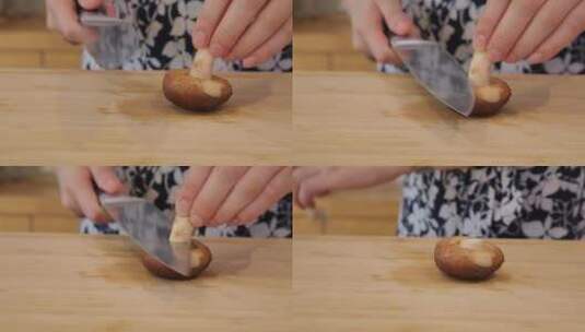 厨娘切鲜香菇 (4)高清在线视频素材下载