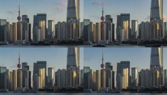 4K上海外滩陆家嘴城市高楼东方明珠日出延时高清在线视频素材下载