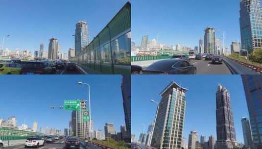 上海高架行车沿路风景高清在线视频素材下载