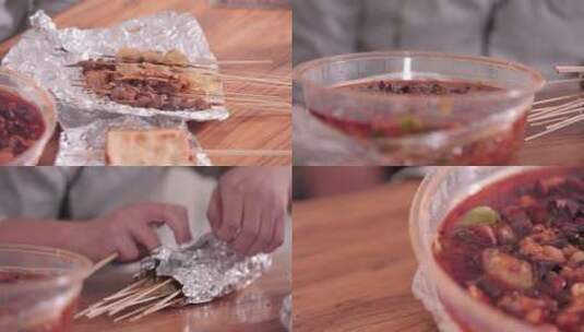 【镜头合集】垃圾食品一次性餐盒炸串高清在线视频素材下载