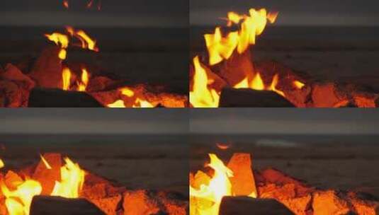 海滩上火坑特写 高清在线视频素材下载