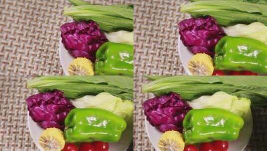 各种蔬菜搭配制作营养沙拉高清在线视频素材下载