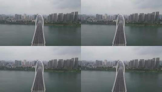 航拍广西柳州柳江白沙大桥高清在线视频素材下载