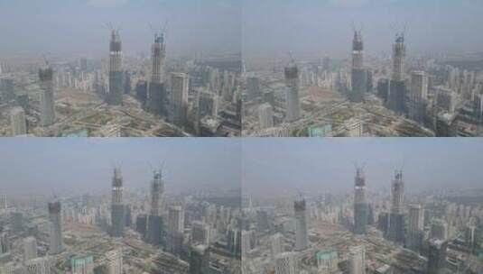 航拍山东济南城市在建高楼高清在线视频素材下载