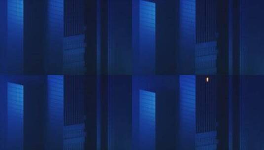 夜晚城市高楼建筑与灯光3D渲染高清在线视频素材下载
