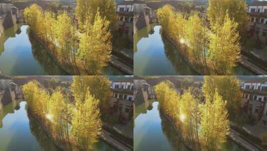 北京古北水镇秋季美丽景色航拍高清在线视频素材下载