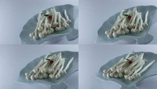 海鲜菇转盘静物视频高清在线视频素材下载