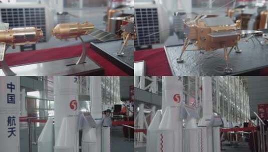 航天科技火箭模型卫星模型月球车模型高清在线视频素材下载