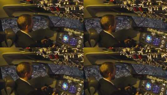 飞行员在城市上空飞行的驾驶舱视图高清在线视频素材下载