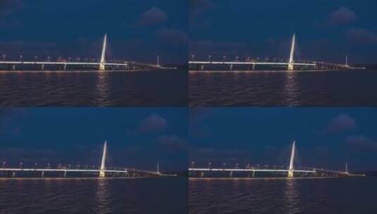 深圳湾跨海大桥夜景灯光延时摄影高清在线视频素材下载