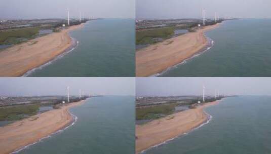 后飞海边沙滩风力大风车高清在线视频素材下载