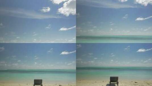 美丽的海滩上空荡荡的躺椅高清在线视频素材下载