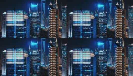 上海银行大厦写字楼夜色高清在线视频素材下载