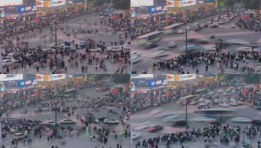 长沙黄兴步行街延时摄影高清在线视频素材下载