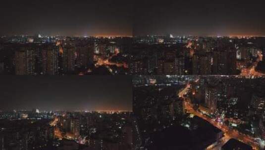 浦西六院夜景航拍空镜高清在线视频素材下载