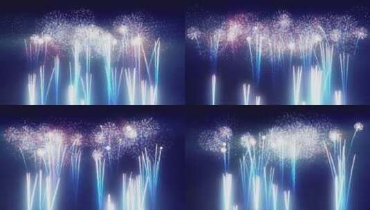 蓝色夜空绽放的焰火烟花爆炸高清在线视频素材下载