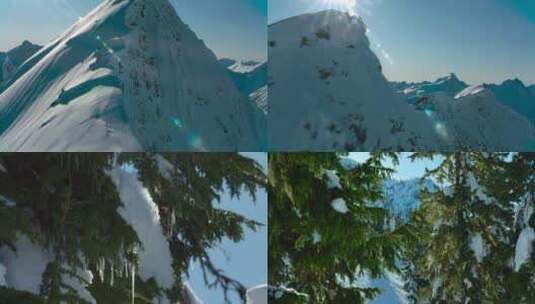 东北冬季雪景风景山脉雪山滑雪雪地融化高清在线视频素材下载