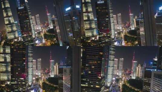 上海陆家嘴夜景（旋转镜头）悟2航拍高清在线视频素材下载