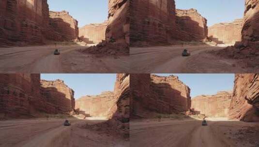 新疆阿克苏温宿大峡谷汽车越野行驶高清在线视频素材下载
