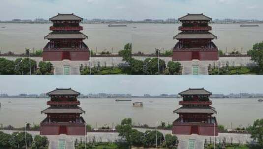 航拍湖北鄂州武昌门古建筑高清在线视频素材下载
