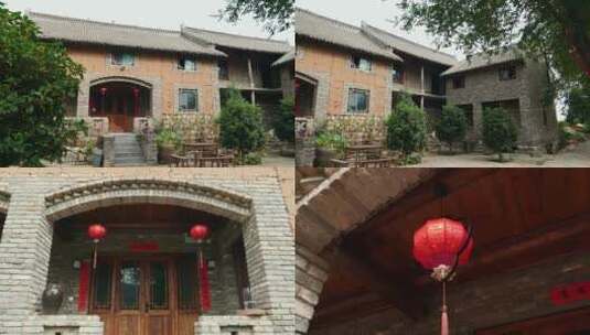 嵩山脚下杨家门传统院落组镜头高清在线视频素材下载