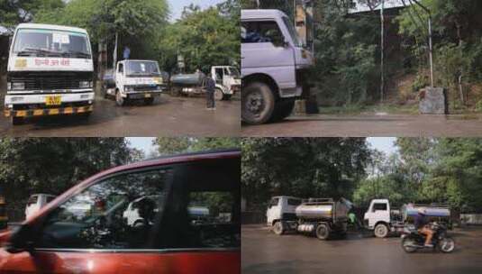 印度德里南部水罐车运水高清在线视频素材下载