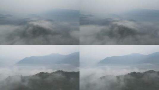 山城云海仙境自然美景航拍视频高清在线视频素材下载