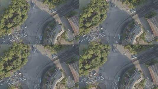鸟瞰：十字路口交通流高清在线视频素材下载