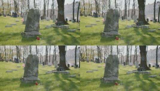 墓园里的墓碑高清在线视频素材下载