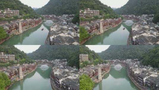 湖南湘西凤凰古城中国最美小镇航拍高清在线视频素材下载