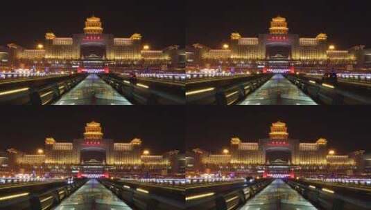 北京西客站夜景高清在线视频素材下载
