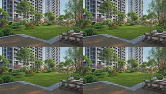 住宅中庭园林景观三维动画高清在线视频素材下载