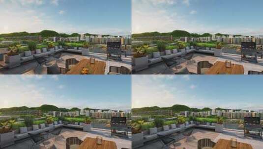 洋房别墅超大阳台景观三维动画高清在线视频素材下载