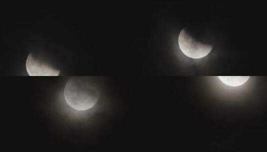 月缺月亮特写晚上月亮高清在线视频素材下载