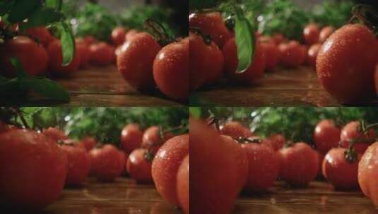 番茄圣女果慢镜头特写高清在线视频素材下载