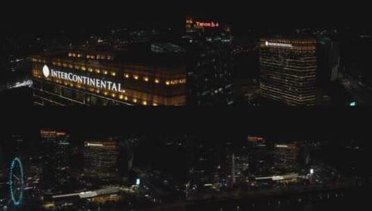 泉州 泰禾广场 英迪格酒店 夜景 航拍3高清在线视频素材下载