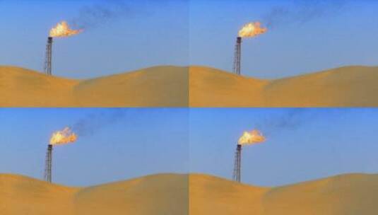 沙漠油田烟火高清在线视频素材下载