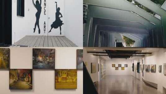 上海愚园路社区美术馆彩色长廊画展高清在线视频素材下载