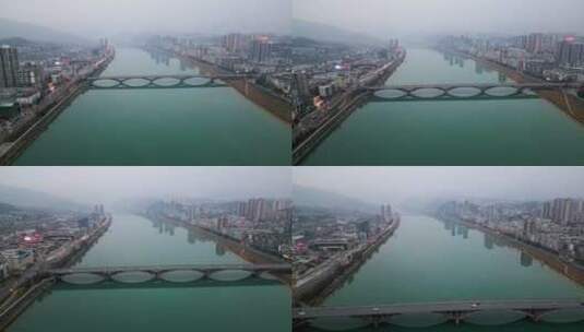 广元城市冬季航拍风光高清在线视频素材下载