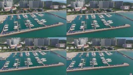 航拍环绕游艇码头高清在线视频素材下载