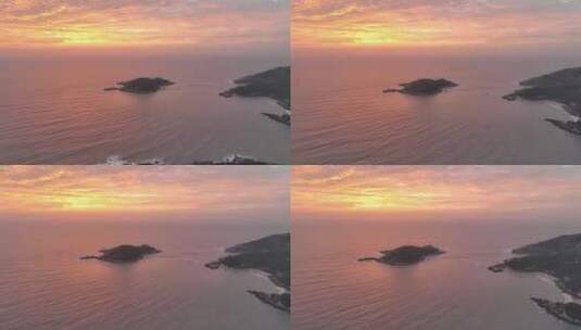 航拍海岛海岸线海滩日出朝阳高清在线视频素材下载