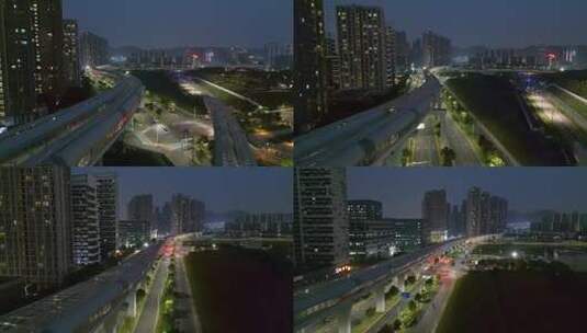 深圳光明地铁6号线长圳傍晚航拍4K高清在线视频素材下载
