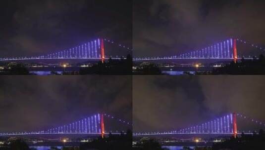 海峡大桥之夜高清在线视频素材下载