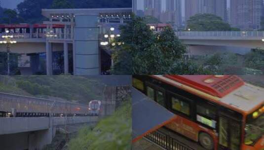 广州黄埔区长平站地铁有轨电车开出高清在线视频素材下载