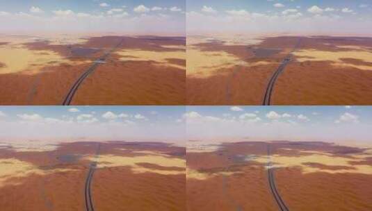4k阿拉善沙漠中的公路高清在线视频素材下载