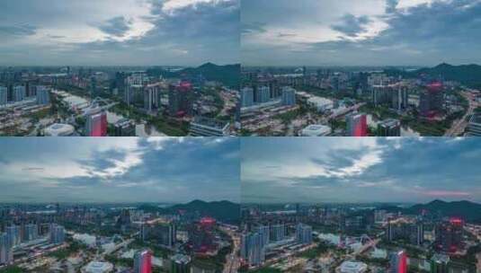 4K广州南沙政府中心城区延时日落高清在线视频素材下载