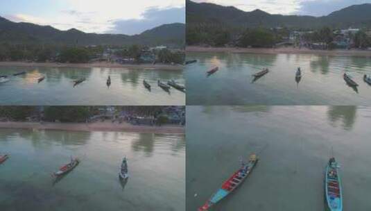 有泰国船的海滩高清在线视频素材下载